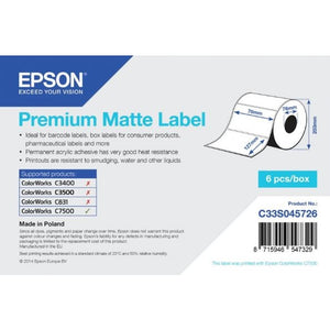 Epson Premium Matte Labels | 76 x 127 mm